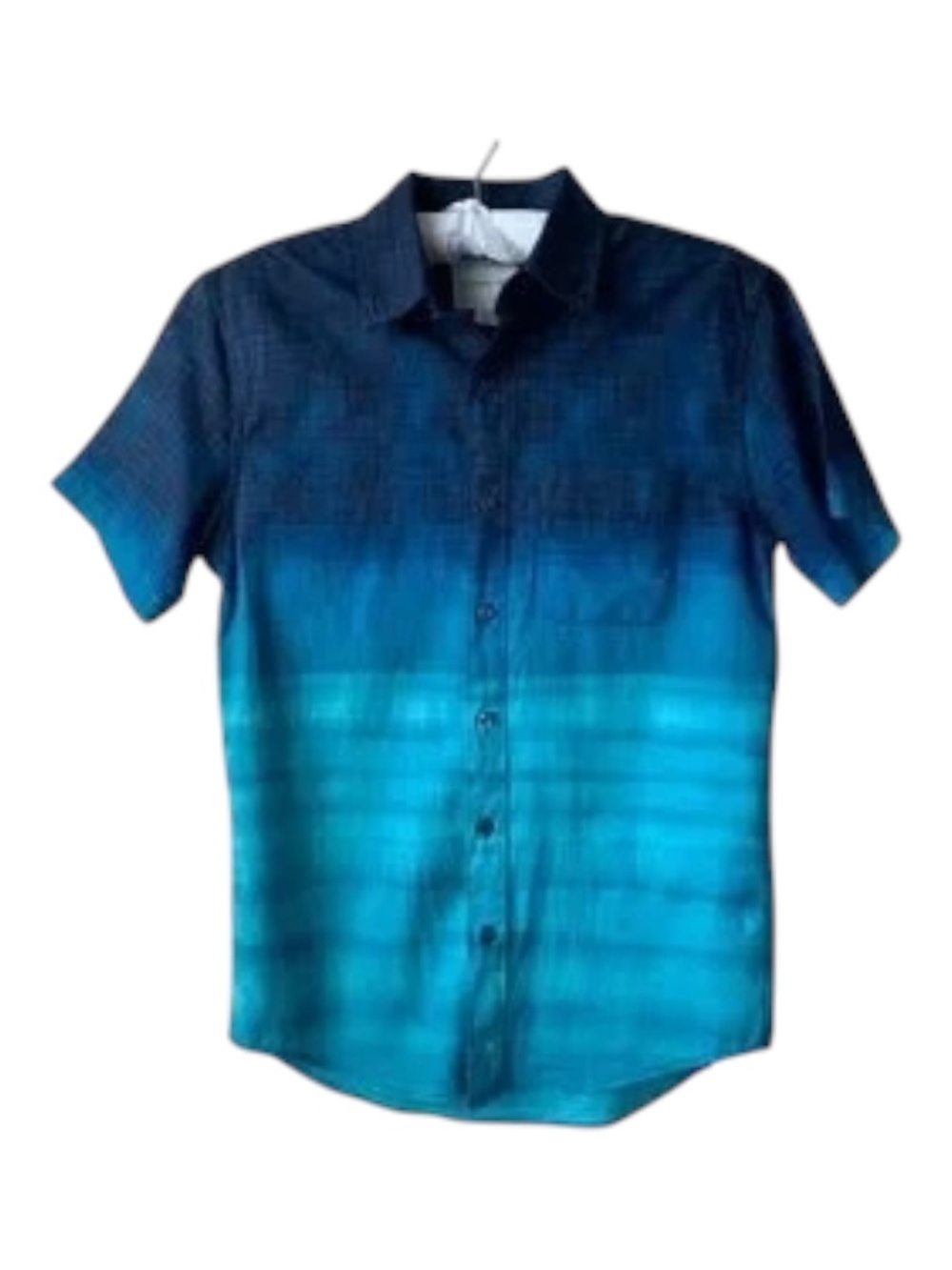 American Eagle Short Sleeve Button-Up Shirt Blue Ombre Cotton Size XS